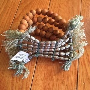 Free People Boho silver,  tassel & wood Br…